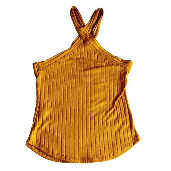 We The Free - Mustard Yellow Ribbed Halter Top - Sz. XS - Picture 1 of 3